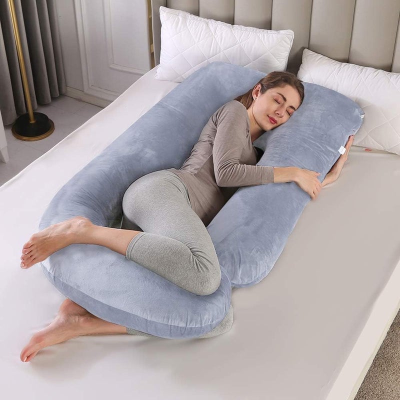 Home Dwell Pregnancy Pillow for Sleeping, U Shaped Maternity Body Pillow for Full Body Support, Comfortable Pregnancy Pillow for Back, Belly & Hip Pain Relief, 115 x 85 x 25 cm, Blue - Image 2