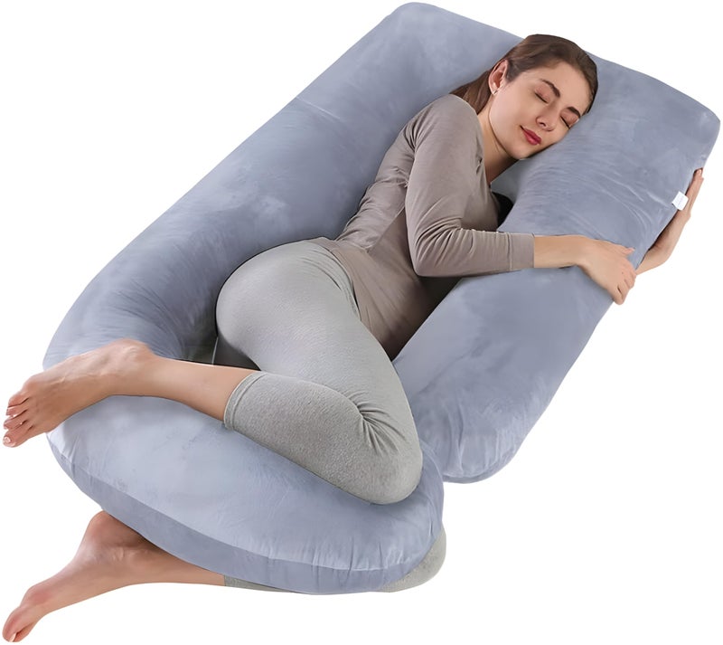 Home Dwell Pregnancy Pillow for Sleeping, U Shaped Maternity Body Pillow for Full Body Support, Comfortable Pregnancy Pillow for Back, Belly & Hip Pain Relief, 115 x 85 x 25 cm, Blue - Image 1
