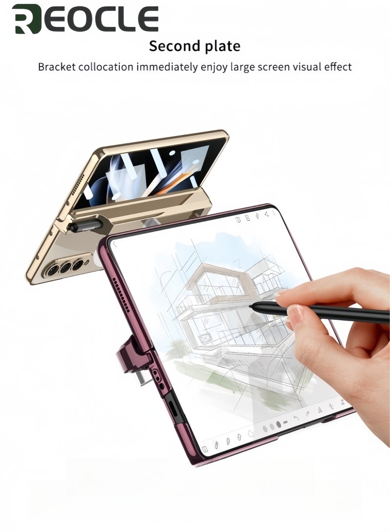 REOCLE Samsung Galaxy Z Fold 4 Case with S Pen Hinges Protect The Built-in Pen Holder with Screen Protector and Stand Drop Protection Case for Galaxy Z Fold 4 - Image 4