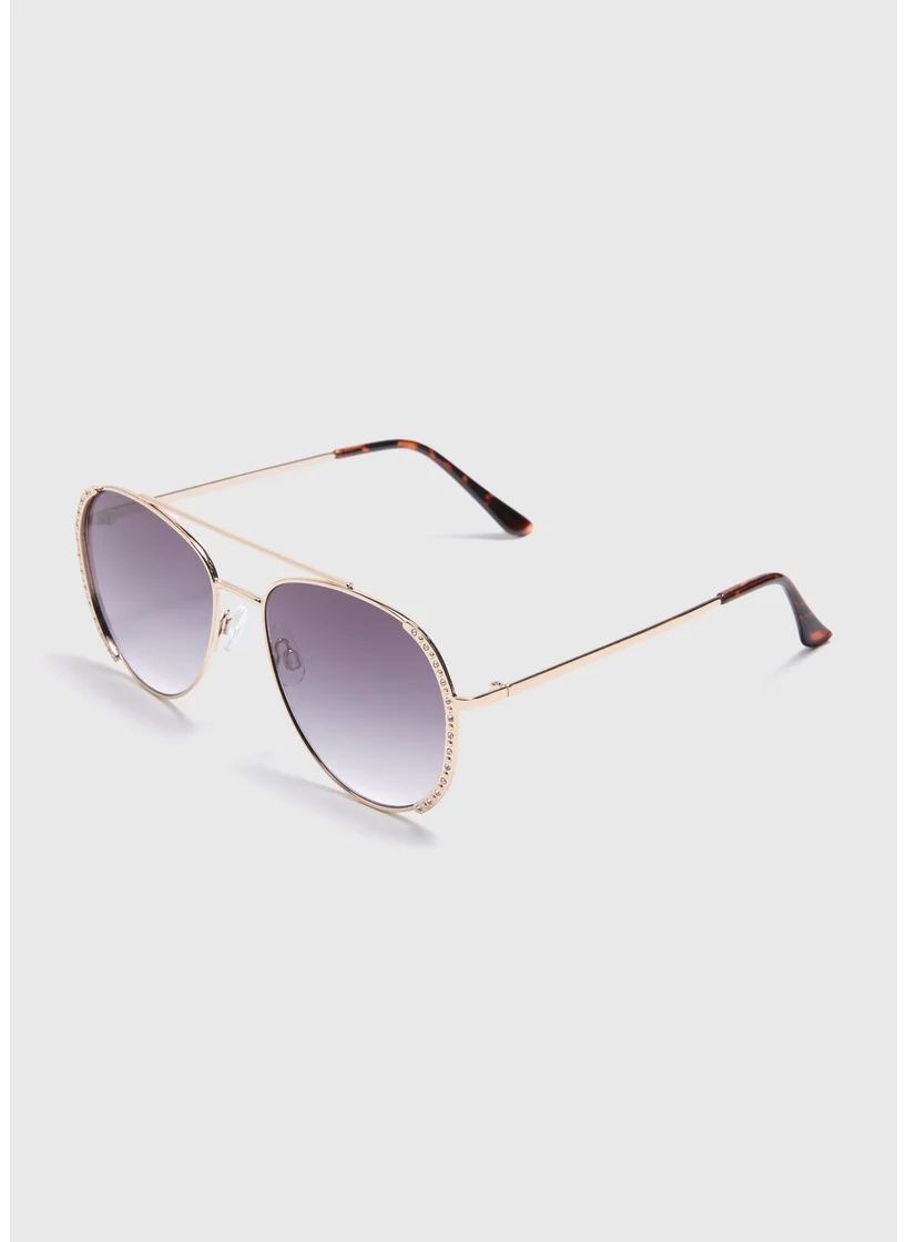 Matalan Gold Diamante Aviator Sunglasses
