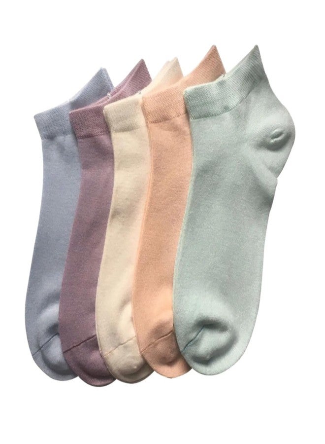 Tradehub® Girls Ankle Length Cotton Socks With Colourful Cute Colours Also for Women Low Cut Ankle socks Combo Pack of 5 Pairs - Image 1