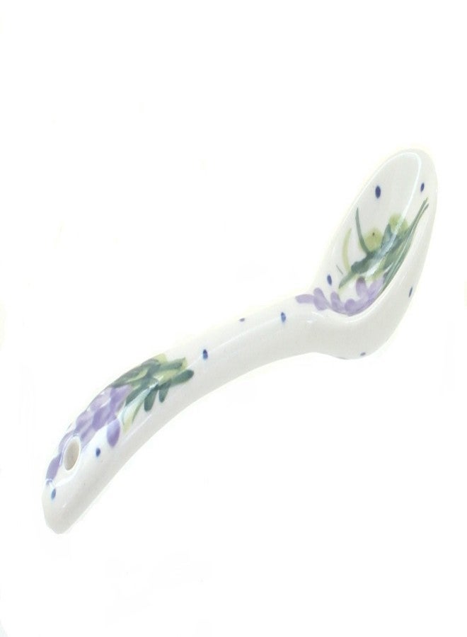 Blue Rose Polish Pottery - Purple Lavender Fields Sugar Spoon - 6" Long - Ceramic Teaspoon for Coffee, Tea, Sugar & Condiments