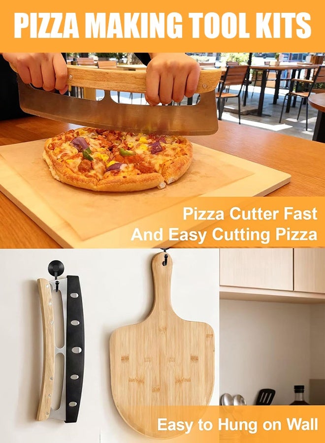 Bonanzarh Pizza Stone Kits 4PCS 12"x15", Rectangle Pizza Stone for Grill & Oven with Stainless Steel Pizza Cutter & 10pcs Cooking Paper and Peel Paddle-Durable and Pizza Oven Accessories - Image 4