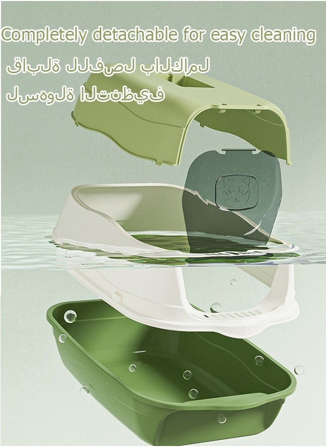 Detachable Cat Litter Box Large Cat Litter Box Litter Box with High Side Anti-Splashing Cats Litters Pan with Scoop and Handle Odor-proof Splash Splash-Proof Semi-closed Cat Potty Tray Toilet with Foot Pedal Easy Clean Detachable Rim Suitable for Small Medium Large Adult Cats