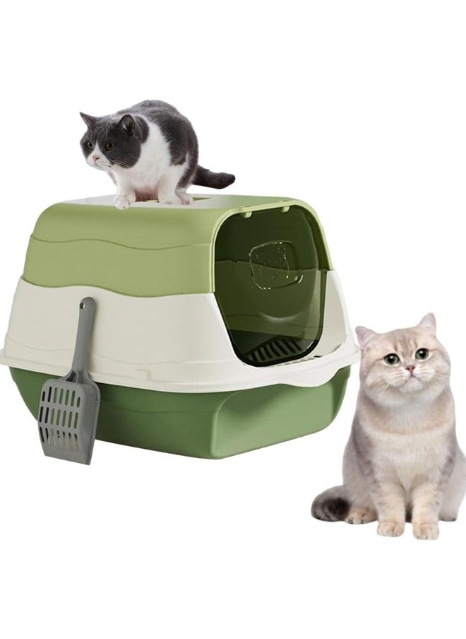Detachable Cat Litter Box Large Cat Litter Box Litter Box with High Side Anti-Splashing Cats Litters Pan with Scoop and Handle Odor-proof Splash Splash-Proof Semi-closed Cat Potty Tray Toilet with Foot Pedal Easy Clean Detachable Rim Suitable for Small Medium Large Adult Cats