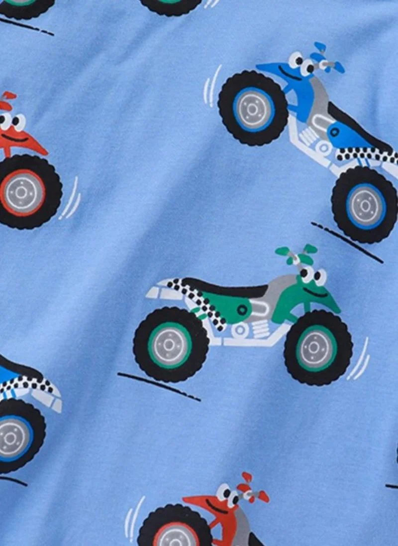 YUNIQEE Blue Graphic Printed Round Neck T-shirt