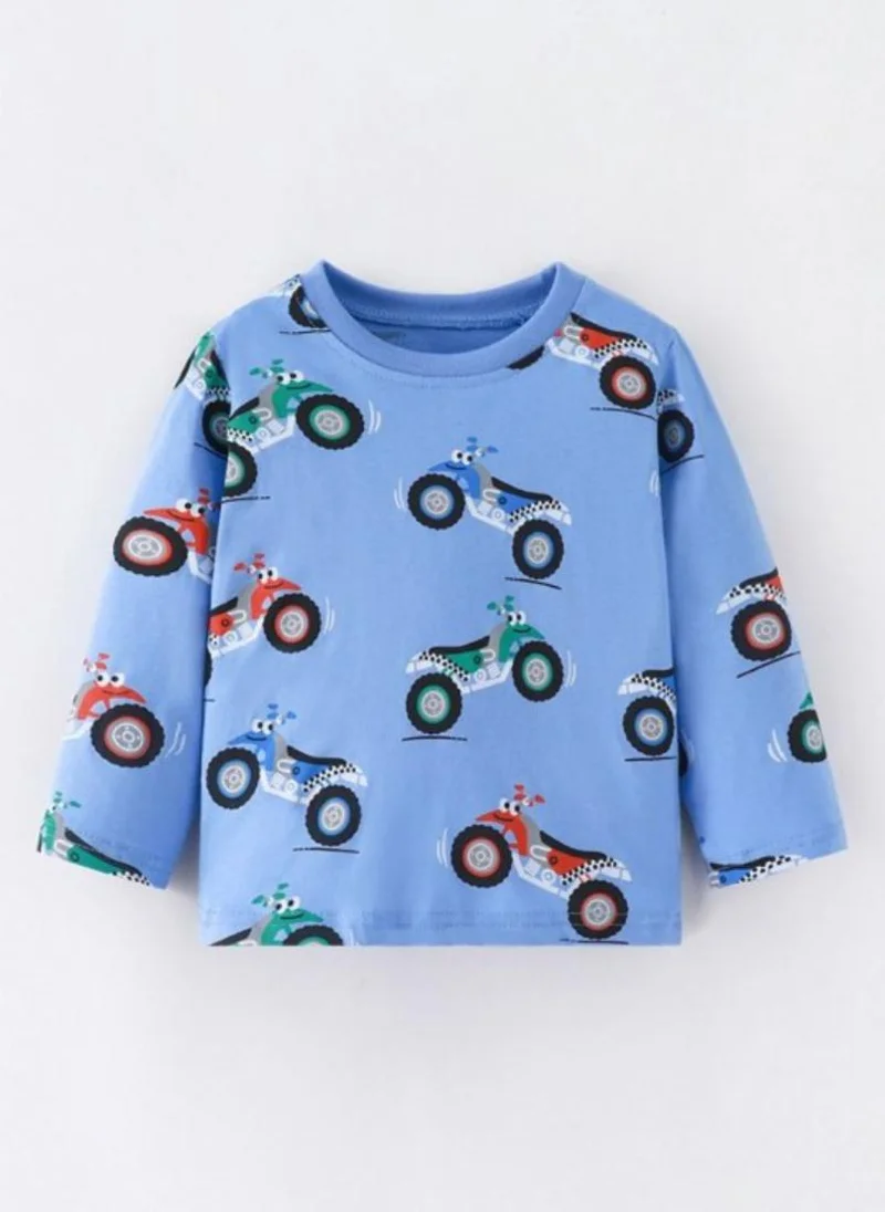 YUNIQEE Blue Graphic Printed Round Neck T-shirt