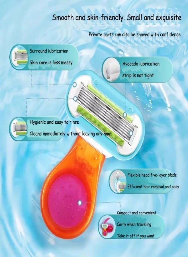 Venus Women’s Razor – 5 Blades with Avocado Lubrication, Bikini & Travel-Friendly Design, Includes 1 Handle + 1 Blade Refill - Image 2