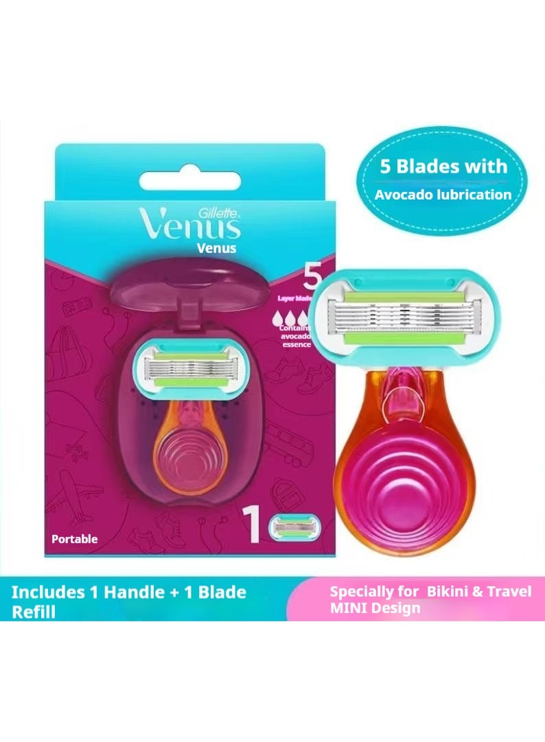 Venus Women’s Razor – 5 Blades with Avocado Lubrication, Bikini & Travel-Friendly Design, Includes 1 Handle + 1 Blade Refill - Image 5
