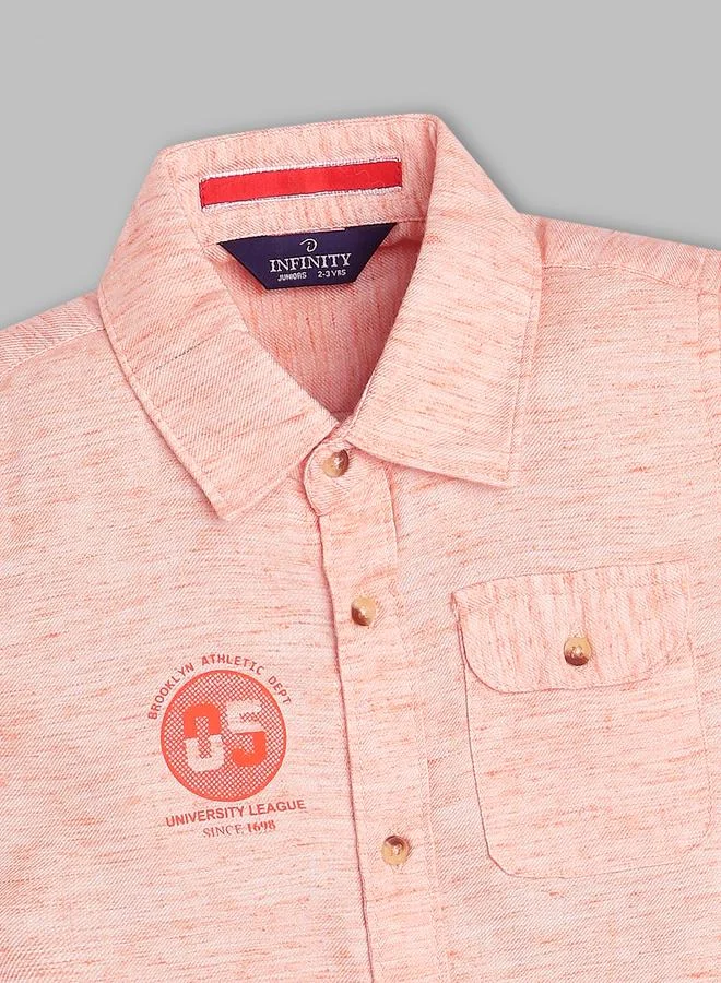 Infinity Kids Orange Cotton Short Sleeve Shirt