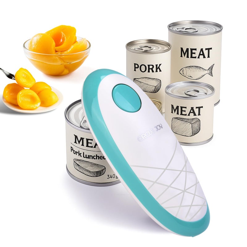 CIRCLE JOY Electric Can Opener OneTouch Automatic Can Opening with Smooth Edges Food Safety Handheld BatteryOperated Can Opener for Kitchen and Seniors Green