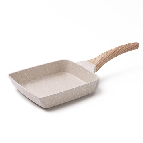 VDNSI Breakfast Pan Non Stick Egg Fry Pan Rectangular | Sandwich Frying Pans | Mini Frying Pan | Induction & Gas Compatible | Easy Clean | Wooden Grip Handle | Tamagoyaki Japanese Omelette Pan - Image 1