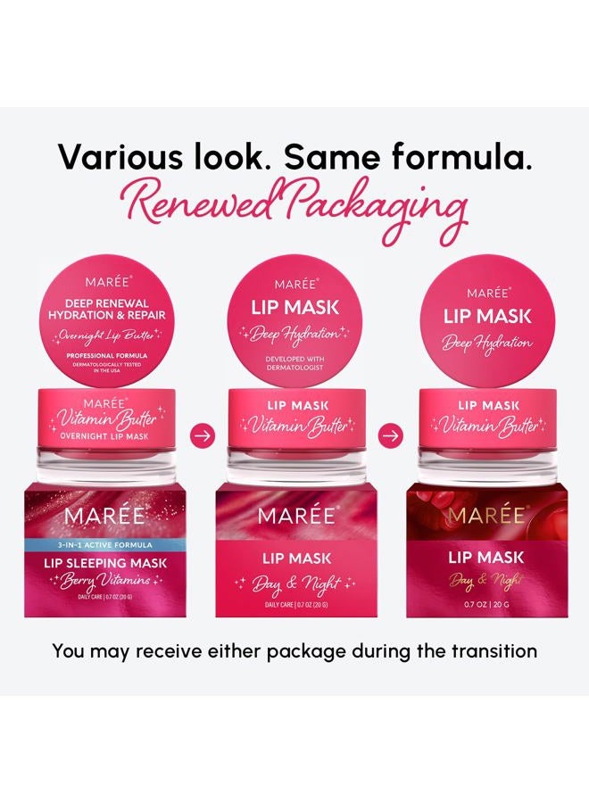 MAREE Lip Mask Overnight 2 Pack - Lip Moisturizer For Very Dry Lips - Hydrating Lip Butter Balm with Hyaluronic Acid & Collagen - Overnight Lip Treatment - Lip Sleeping Mask Repair - Image 2