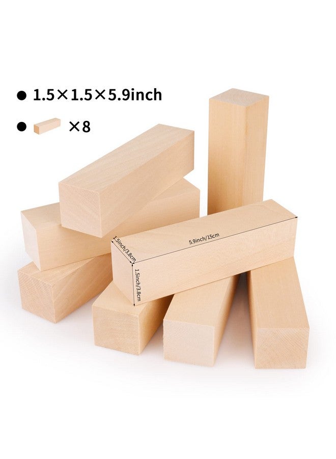 Fowecelt 8 Pack Basswood Carving Blocks 6 X 1.5 X 1.5 Inch, Large Whittling Wood Carving Blocks Cubes Kit for Kids Adults Beginners or Expert, Home/Arts/Crafts/Class/Christmas DIY Supplies - Image 2