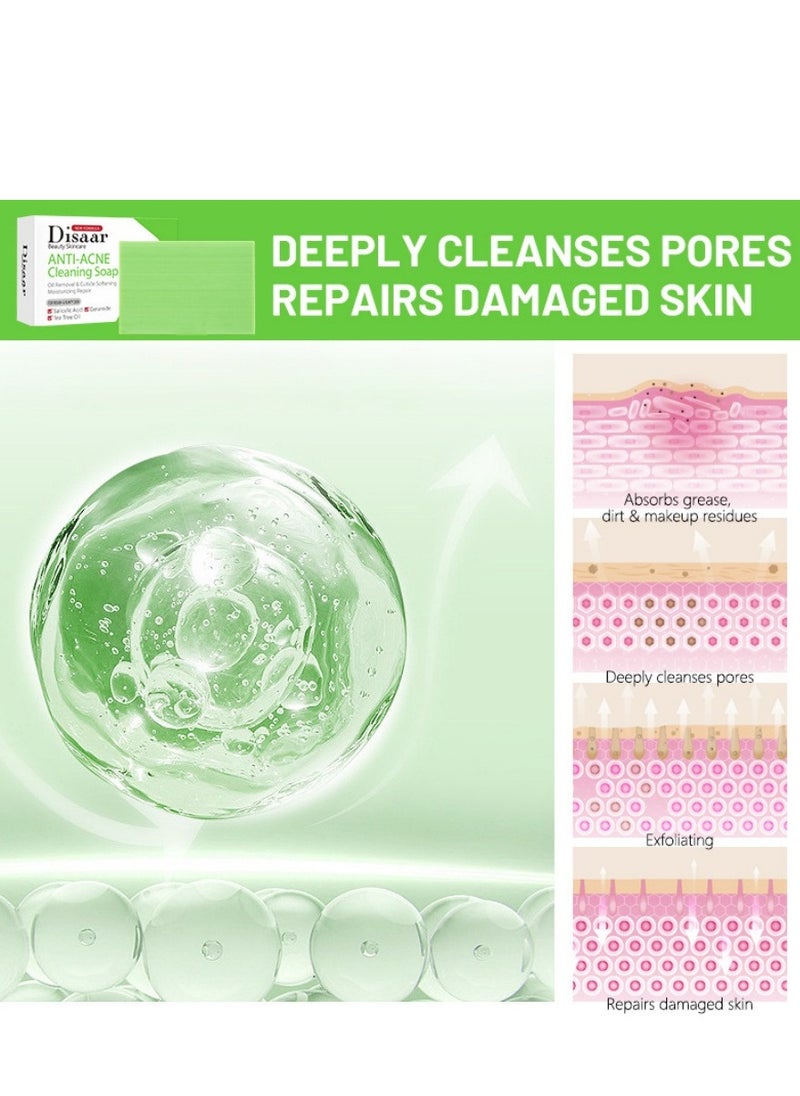 Disaar - Anti-Acne Soap, Salicylic Acid Scrub Soap, Back Acne Lighten, Softening Skin, Removing Acne, Exfoliating, Desalting Acne Mark Moisturizing Skin Cleansing Soap Shower Soap - Image 1