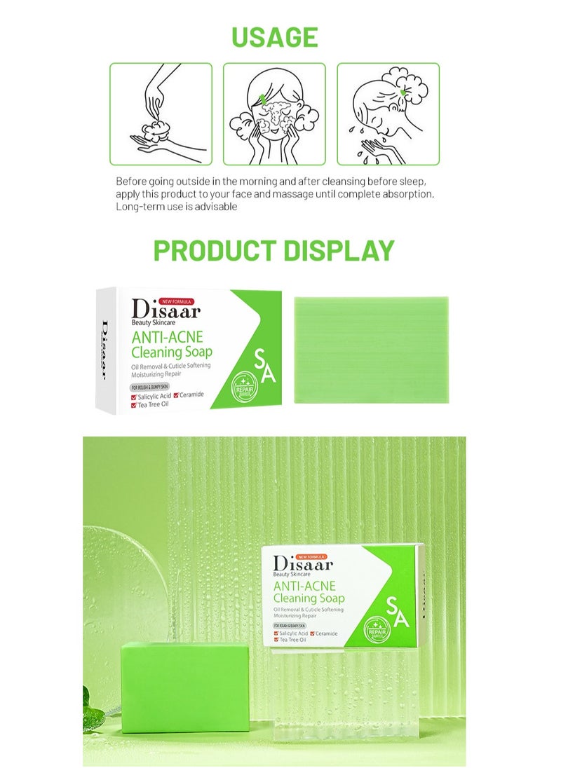 Disaar - Anti-Acne Soap, Salicylic Acid Scrub Soap, Back Acne Lighten, Softening Skin, Removing Acne, Exfoliating, Desalting Acne Mark Moisturizing Skin Cleansing Soap Shower Soap - Image 1