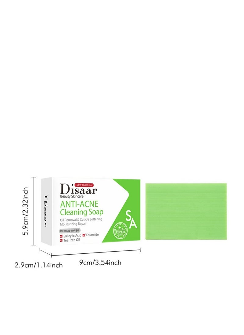 Disaar - Anti-Acne Soap, Salicylic Acid Scrub Soap, Back Acne Lighten, Softening Skin, Removing Acne, Exfoliating, Desalting Acne Mark Moisturizing Skin Cleansing Soap Shower Soap - Image 1