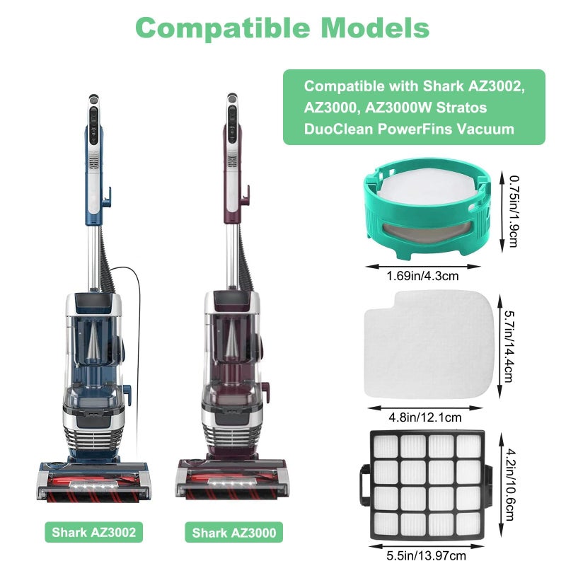 Alrens AZ3002 Replacement Filters and Odor Kit for Shark AZ3002 AZ3000 AZ3000W Stratos Duo Clean PowerFins Upright Vacuumm, 2 Filter + 4 Foam & Felt Kit + 4 Odor Neutralizer Cartridges - Image 2