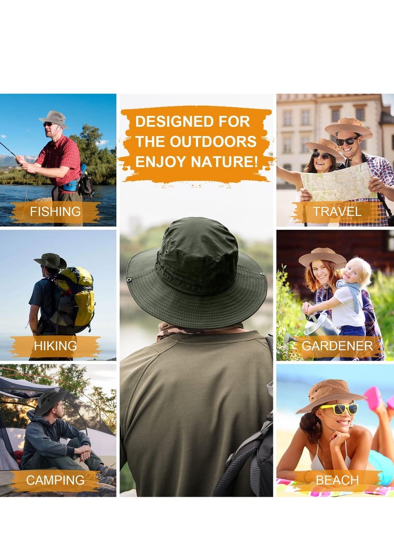 SYOSI - Fishing hat Wide Brim Sun Protection Hat with Breathable Safari hat and Fisherman hat Hiking Hats Boonie Hats for Man Dark Green - Image 1