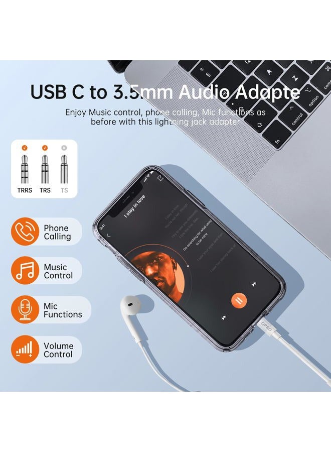 OPSO USB Type C to 3.5mm Female Headphone Jack Adapter, (2-Pack) USB C to Aux Audio Dongle Cable Cord for iPhone 15/16/16 Plus/16 Pro/16 Pro Max, Samsung Galaxy S24/S23, iPad Pro, MacBook, Pixel XL - Image 2