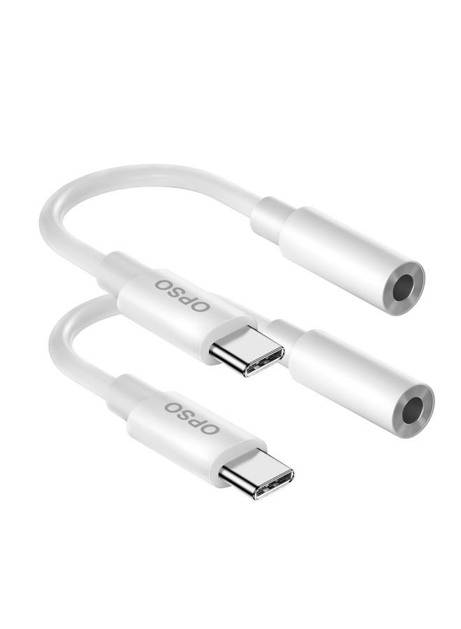 OPSO USB Type C to 3.5mm Female Headphone Jack Adapter, (2-Pack) USB C to Aux Audio Dongle Cable Cord for iPhone 15/16/16 Plus/16 Pro/16 Pro Max, Samsung Galaxy S24/S23, iPad Pro, MacBook, Pixel XL - Image 1