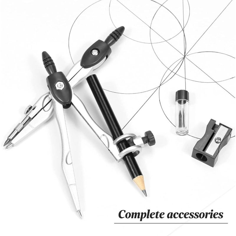 11 Pcs Navy Blue Math Geometry Kit Set Includes Rulers Protractor Compass Eraser Pencil Sharpener Lead Refills Pencil Shatterproof Storage Box Office Stationery For Drafting Drawing - Image 5