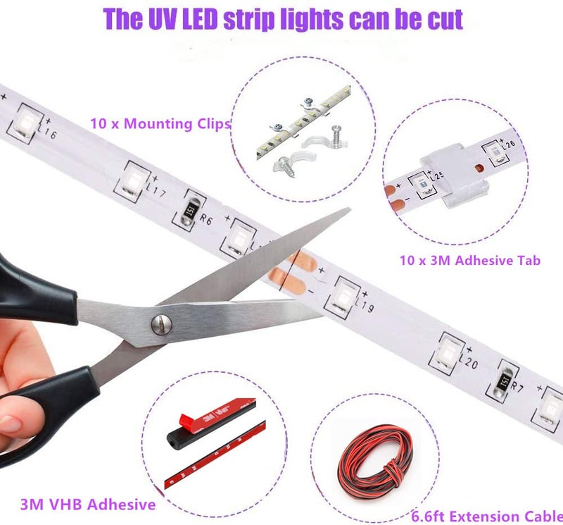Vbakor 12V 16.4FT Marine Boat Ultra Violet UV Black Light LED Lights Strip, Night Fishing Lights, 5050 LED Waterproof UV Led Strip with Extension Cable for Fishing Boat Pontoon Yacht - Image 5