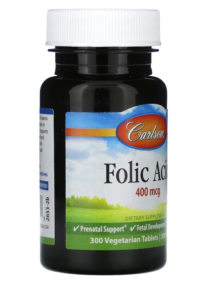 Carlson Folic Acid 400 mcg 300 Vegetarian Tablets - Image 2