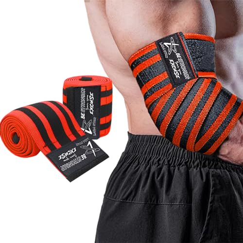 LARA STAR Elbow Wraps for Weightlifting, Bench Press, Cross Training & Powerlifting for Men and Women - 47" Nylon (1 Pair) Elbow Straps - Increases Stability of Joints and Supports Injury Recovery - Image 1