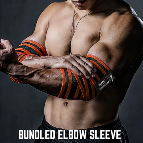 LARA STAR Elbow Wraps for Weightlifting, Bench Press, Cross Training & Powerlifting for Men and Women - 47" Nylon (1 Pair) Elbow Straps - Increases Stability of Joints and Supports Injury Recovery - Image 5