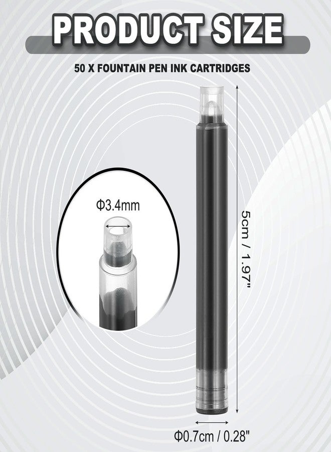 PATIKIL 50Pcs Fountain Pen Ink Cartridges, 3.4mm Bore Diameter Fountain Ink Refill Standard International Refill Cartridges for Pen Business Writing, Black - Image 2