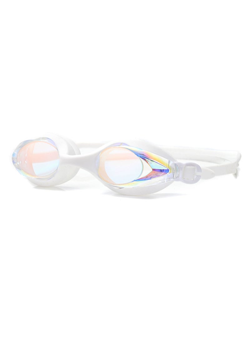 Dolphin 5016 Anti-Fog & UV Swimming Goggles for Adults Mirrored Lenses Silicone Straps With Box & Earplugs, White - Image 2