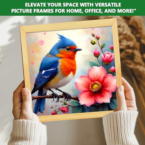 Rousrie Floral Birds Theme Wall Art, Beautiful Artwork Frame Prints, Textured Posters for Living Room, Bedroom, Home Decor (Wooden- Design 2) - Image 3