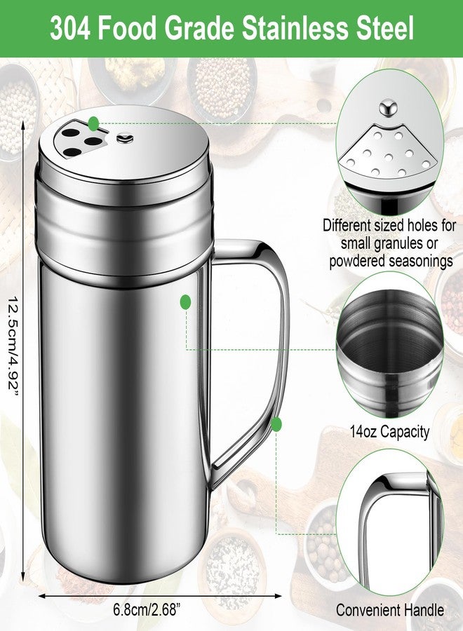FoldTier ٦ قطع من علب التوابل سعة ١٤ أونصة مع فتحات وأغطية، مصنوعة من الفولاذ المقاوم للصدأ ٣٠٤، علب ملح وفلفل مع أغطية وفتحات قابلة للتعديل لمسحوق المطبخ - Image 2