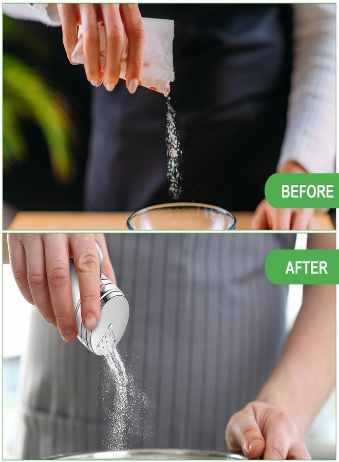 FoldTier ٦ قطع من علب التوابل سعة ١٤ أونصة مع فتحات وأغطية، مصنوعة من الفولاذ المقاوم للصدأ ٣٠٤، علب ملح وفلفل مع أغطية وفتحات قابلة للتعديل لمسحوق المطبخ - Image 5