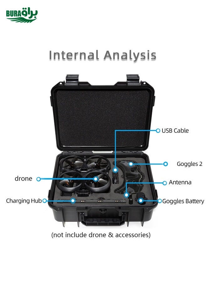 BURAQ - For DJI Avata / Goggles 2 Pro DJI Hard Shell Storage Box Case Suitcase(Black) - Image 1