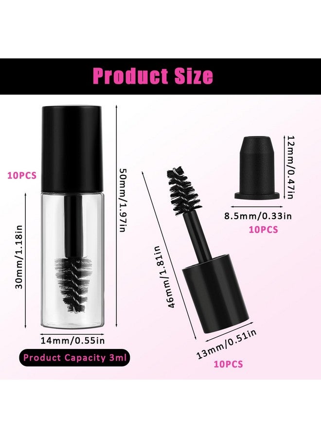 مولين 10 قطع من أنابيب ماسكارا صغيرة فارغة سعة 3 مل من مولين، زجاجة صغيرة لكريم الرموش مع حشوات مطاطية لعصا الرموش، مجموعة أنابيب ماسكارا فارغة لصنع الماسكارا بنفسك للمنزل والسفر - Image 2