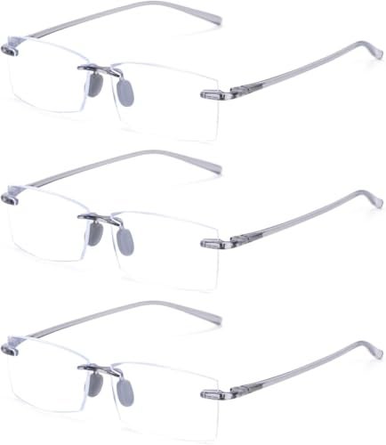 TERAISE Rimless Reading Glasses Comfortable Lightweight Frameless Reader 3 Pack Men and Women Blue Light Blocking Computer Eyeglasses(2.0X) - Image 1