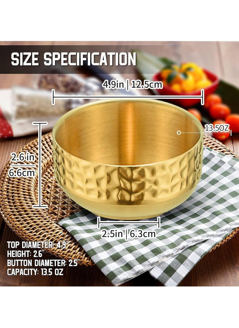 Small Bowls, Stainless Steel Double-Walled Insulated Serving Soup Bowls, 13.5 Oz Metal Ice Cream Cereal Bowl, Deep Dessert Dipping Sauce Rice Bowls for Kitchen Gold, 2 Pcs - Image 5