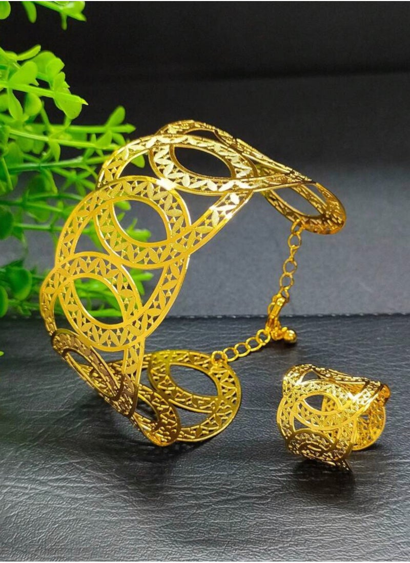 GOLDMAX - 21k Gold Plated Bracelet & Ring Jewelry Set For Women - Image 1