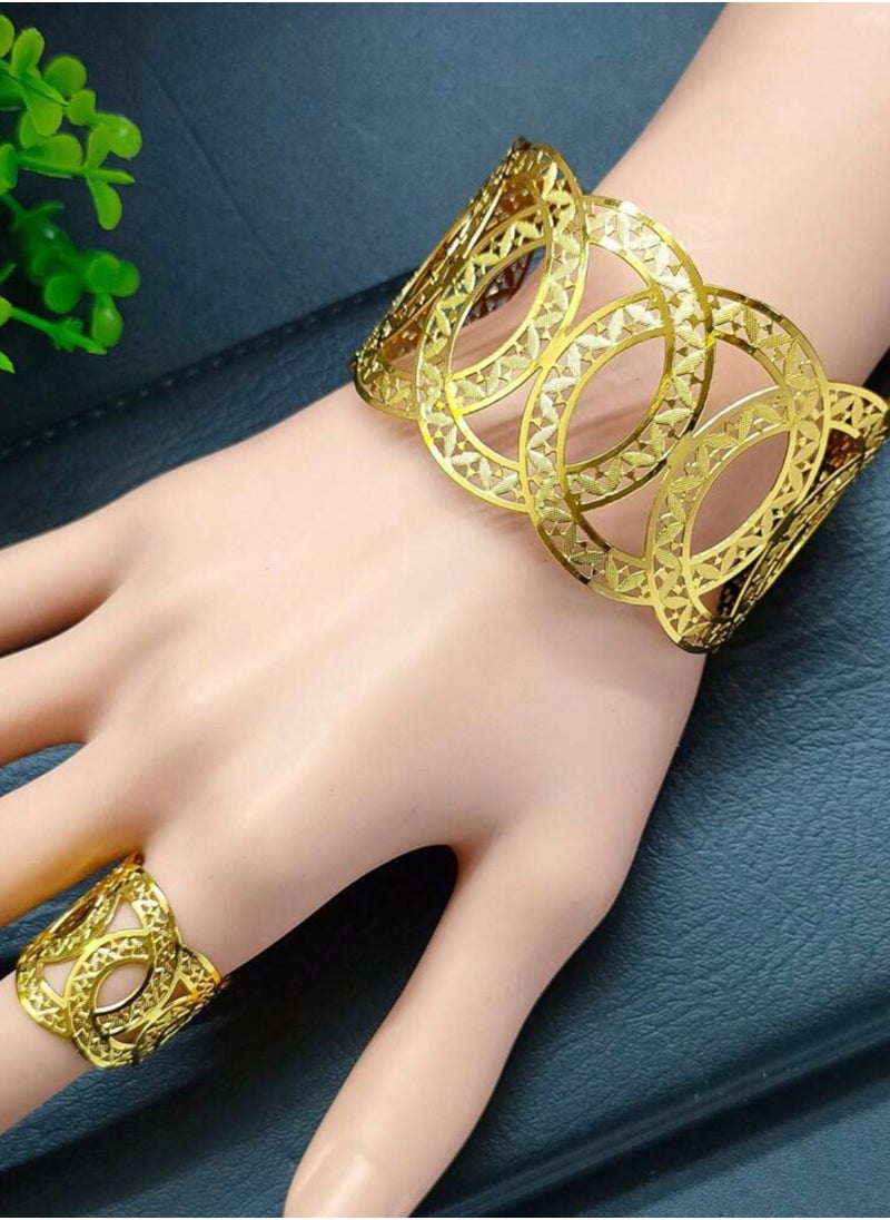 GOLDMAX - 21k Gold Plated Bracelet & Ring Jewelry Set For Women - Image 1