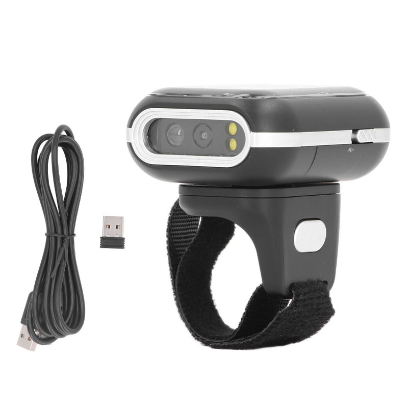Ring Barcode Scanner 2.4G Wireless Bluetooth 2D Code Reader Wearable Finger Barcode Scanning Tool - Image 1