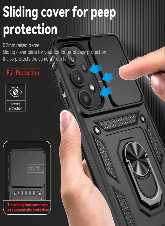 PUSHIMEI for Samsung Galaxy A35 5G Case with Slide Camera Cover HD Screen Protector [Military Grade 16ft. Drop Tested] Magnetic Ring Holder Kickstand Protective Phone Case for Galaxy A35 5G 2024, Black - Image 3