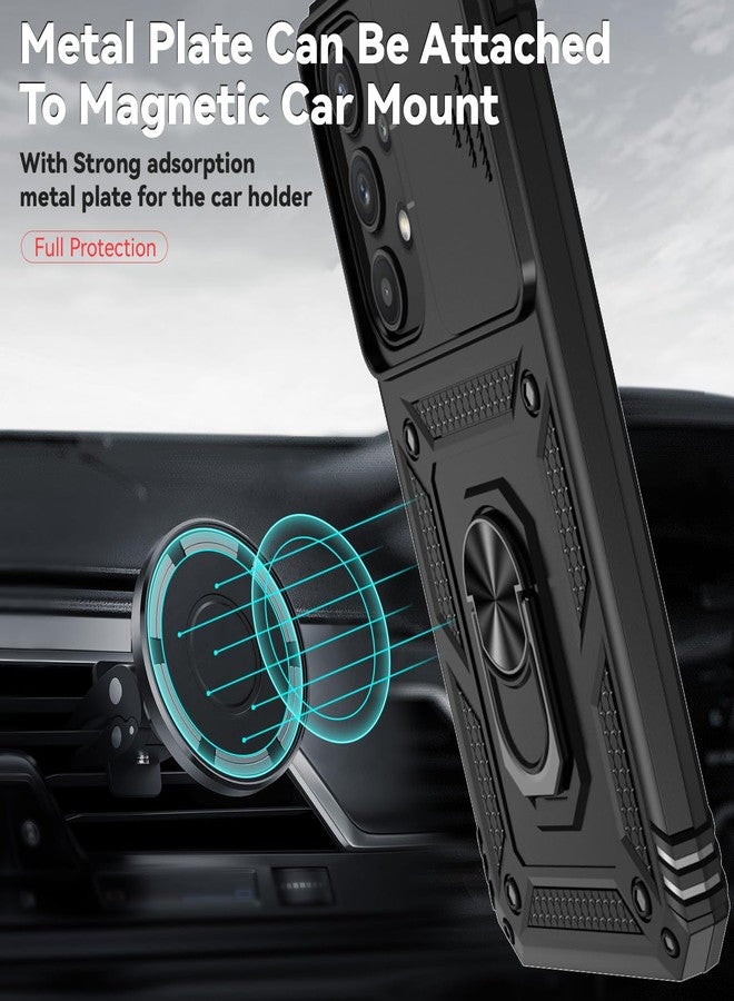 PUSHIMEI for Samsung Galaxy A35 5G Case with Slide Camera Cover HD Screen Protector [Military Grade 16ft. Drop Tested] Magnetic Ring Holder Kickstand Protective Phone Case for Galaxy A35 5G 2024, Black - Image 2