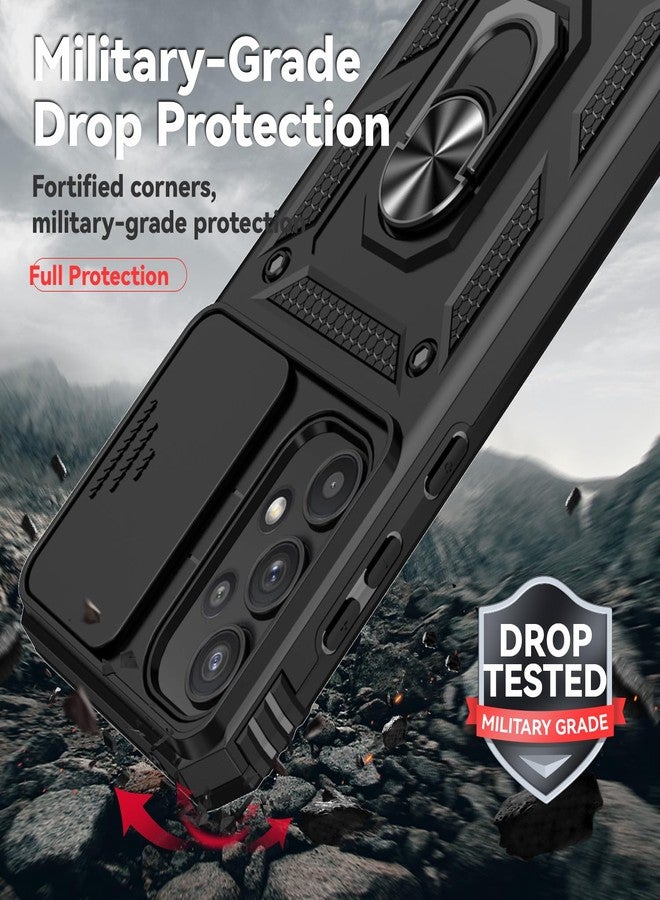 PUSHIMEI for Samsung Galaxy A35 5G Case with Slide Camera Cover HD Screen Protector [Military Grade 16ft. Drop Tested] Magnetic Ring Holder Kickstand Protective Phone Case for Galaxy A35 5G 2024, Black - Image 4