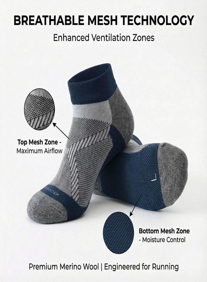 واندر جوارب رياضية للجري من صوف ميرينو من WANDER، قابلة للتهوية، 3 أزواج، جوارب رياضية للكاحل، داعمة ومبطنة، جوارب حرارية قصيرة للمشي لمسافات طويلة - Image 3