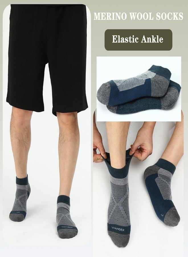 واندر جوارب رياضية للجري من صوف ميرينو من WANDER، قابلة للتهوية، 3 أزواج، جوارب رياضية للكاحل، داعمة ومبطنة، جوارب حرارية قصيرة للمشي لمسافات طويلة - Image 2