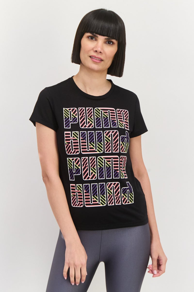 PUMA Women Sportswear Fit Short Sleeve Training Top, Black - Image 1