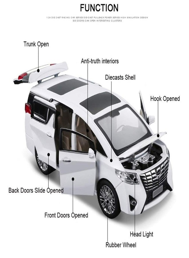 DARVICE 1:24 Scale Alphard Toy Car for Kids Diecast Metal Cars with Light Sound Pull Back Openable Door Toy Car for Kids - Image 4
