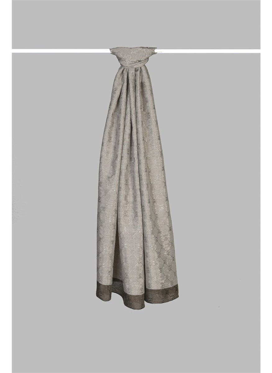 Armanda Chain Monogram Patterned Shawl 3042-Smoke  - Image 2